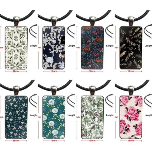 For Women Painted Flower Leaves Fashion Necklace Handmade Rectangle Shape Choker Necklace Jewelry Multi Designs