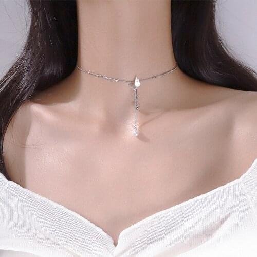 925 Sterling Silver Butterfly Tassel Necklace for Women Pearl Temperament Clavicle Chain Simple Jewelry Gifts