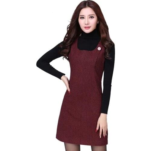 Ropa mujer Autumn Winter Woolen Womens Dress Plus Size Vest Dresses School Mori Basic Office Dress Female Vestidos de Festa