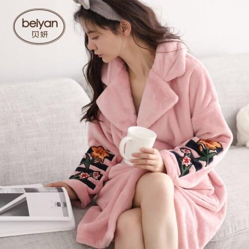 Winter Red Wedding Coral Velvet Womens Pajamas Cardigan Full Robe Nightgown Thickened Warm Flannel Bathrobe