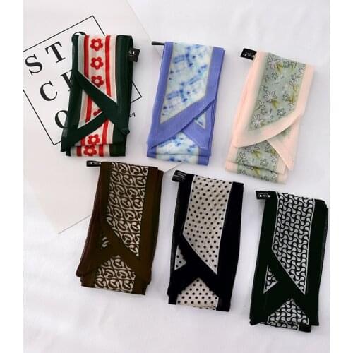 100cm*7cm new contracted temperament floret wave long hair fairy wrist ribbon long silk scarves female skinny scarf women