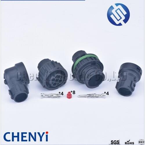 2 sets 4 pin Tyco round HOWO A7 odometer speed sensor plug Auto waterproof connector 1-967402-1 1-967325-1 with cable Sheath