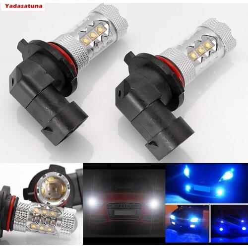 2 X Blue 9005 HB3 9006 HB4 H10 H11 H8 80W High Power LED Dark Blue Bulb For Car Fog Driving Daytime Running DRL Light Head Lamp