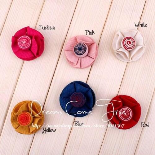 200pcs/lot 2" 6 Colors Artificial Cute Rolled Fabric Flowers With Lollipop For Baby Headband Lovely Crochet Flower Accessories