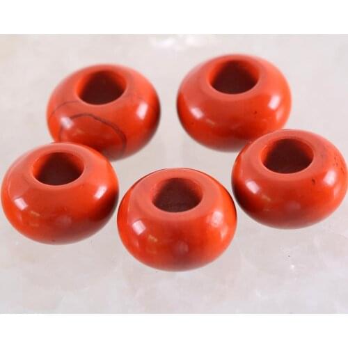 5Pcs Big Hole Beads Natural Stone 14mm Spacer Bead For Jewelry Making Earrings Women Men Ring Gem Red Jaspers Bead K1012