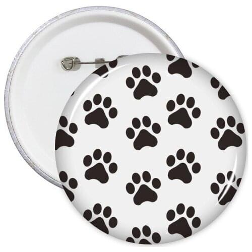 Cat Animal Cute Paw Print Silhouette Footprint Round Pins Badge Button Clothing Decoration Gift 5pcs