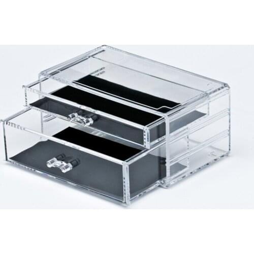 Acrylic Transparent Cosmetic Storage Box MakeUp Organizer Double Drawer Overlay Jewelry Large Capacity Storage Container Dresser
