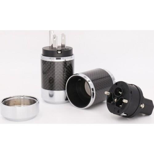 Audiocrast Rhodium Plated US Power Cord Plug Carbon fiber US AC power plug male and female