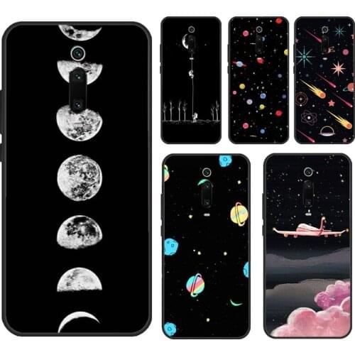 Black White Moon Stars Space Astronaut Case For Xiaomi Mi 11 Pro 10T Mi Note 10 Lite 11 Ultra Phone Cover For POCO X3 Pro M3 F3
