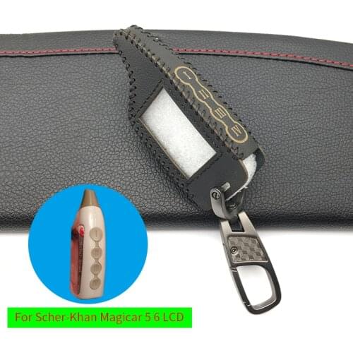 Car Alarm Shape 100% Genuine Leather Case Cover For Scher-Khan Magicar Only Fit M5 Scher Khan Magicar 5 LCD Remote for Starline