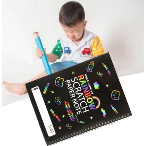 Children DIY Board Art Painting Paper Colorful Drawing Toy For Kids Educational Fully Black Rainbow Painting Kids Doodle Gift