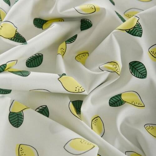 High quality cotton fabric Elastic glossy dense yellow lemon printing patchwork Spring summer dress shirt pants fabrics