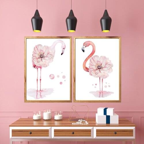 Pinks Flower Flamingo Animal Print Wall Art Motivational Set Of 2 Fashion Girls Room I Typography Painting No Frame Pictures