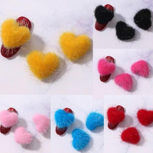 Kawaii 5PCS 3D Magnetic Heart Poms Pom Nail Charms Detachable 12Color DIY Japanese Jewelry Manicure Tips Accessories B03467