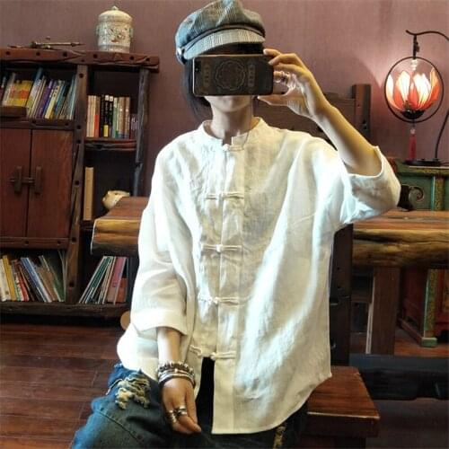 Tang Suit for Ladies Summer Chinese Retro Style Thin Flax Long Sleeve Soft Solid Color Cardigan Tops Fashion New Casual Clothing