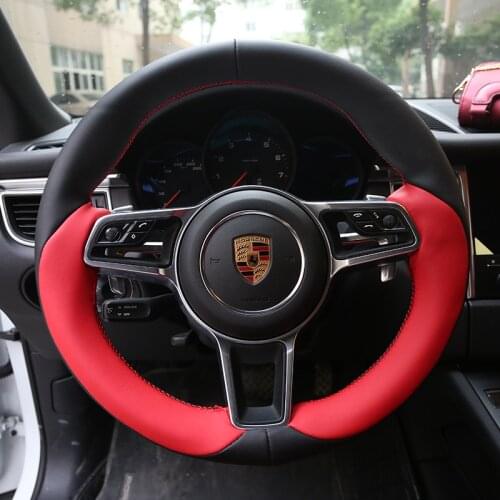 For Porsche macan Cayenne panamera 718 911 DIY leather interior special steering wheel cover car accessories