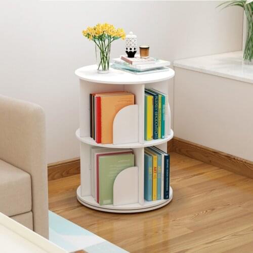 Creative Rotating Bookshelf Simple Modern Office Landing Economical Space-saving Bedroom Office Vertical Storage Bookcase