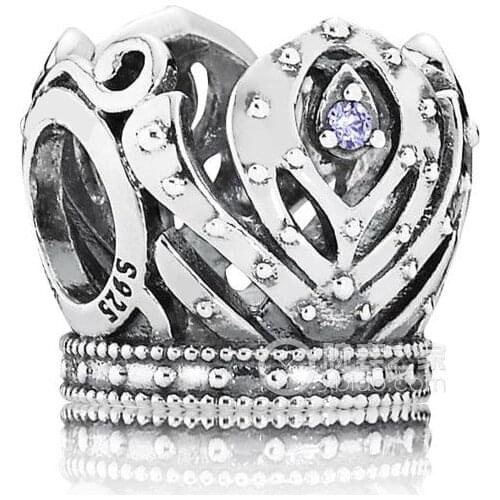 2020 New 100% S925 Sterling Silver Crown Hollow Silver Pendant With Purple Cubic Zirconia Suitable For Girls Diy Accessories