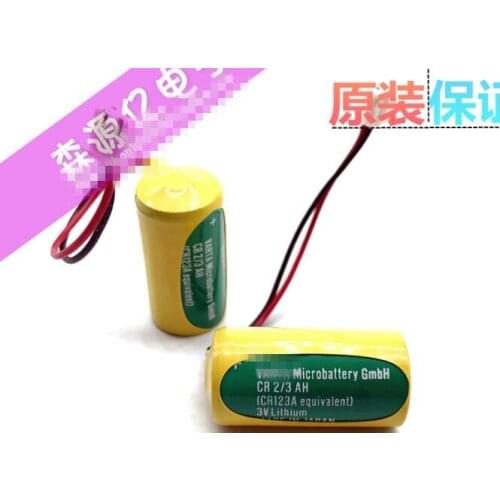 2PCS Brand new original German CR2/3AH 3V PLC industrial lithium battery with wire plug CR123A