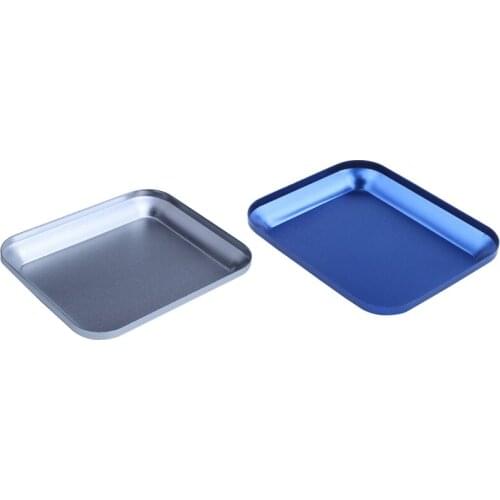 2Pcs Useful Aluminum Alloy Screw Tray with Magnetic Pad for Rc Model Phone Car Repair Tool - Blue & Silver