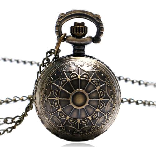 Cute Bronze Small Size Spider Web Ball Necklace Pendant Pocket Watch Chain Womens Lady Gift P65