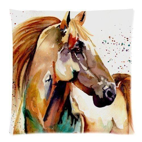 Fashion Watercolor Horse Art Cushion Cover Modern Horses Decorative Throw Pillow Case Watercolor Animal Pattern Car Seat Decor