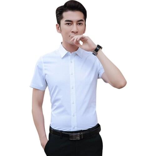 2020 New Arrival Mens Summer Business Shirt Short Sleeve Mens Shirts Casual Slim Fit Shirt Solid Men Shirts Plus Size 8XL