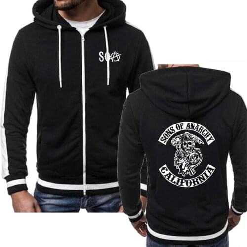 2021 NEW Hoodies Men SOA Sons of anarchy Sweatshirt SAMCRO Streetwear Zipper Jacket Men Fleece Sportswear Male Hoody