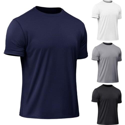 Men Fitness Running Shirts Short Sleeve Speed Dry Shirts Print Stitching Sports Running Training High-elastic Tight-fitting Tops