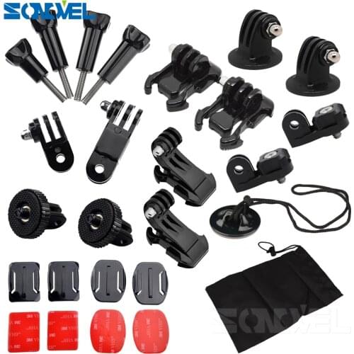 Front Side Helmet Accessories Set J-shaped Buckle Base Support Mount for GoPro Hero 8 5 6 7 4 Xiaomi Yi 4K SJCAM Go Pro Kits