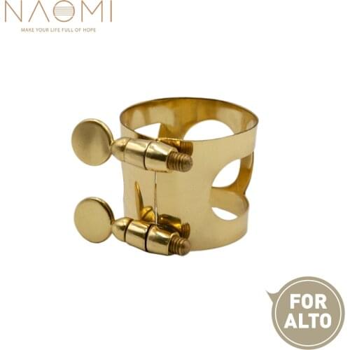 NAOMI Alto Sax Mouthpiece Ligature Metal Ligature For Alto Saxophone Mouthpiece With Double Screws Gold Color New