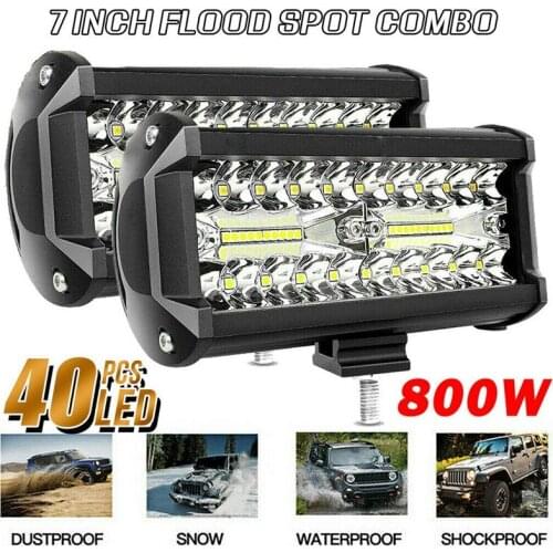 NEW-2X 7Inch 800W LED Work Light Bar Flood Spot Combo Offroad SUV Fog Lamp Driving Truck Outdoors