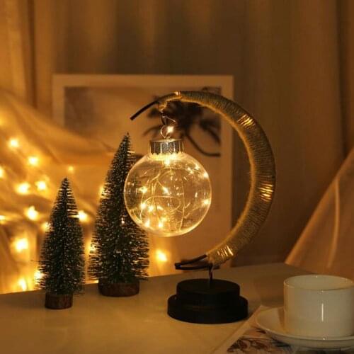 Crescent Night Light Ball Hanging Table Lamp USB Plug/AA Powered Home Desk Decoration Nightlight Christmas Kids Gift Lamp