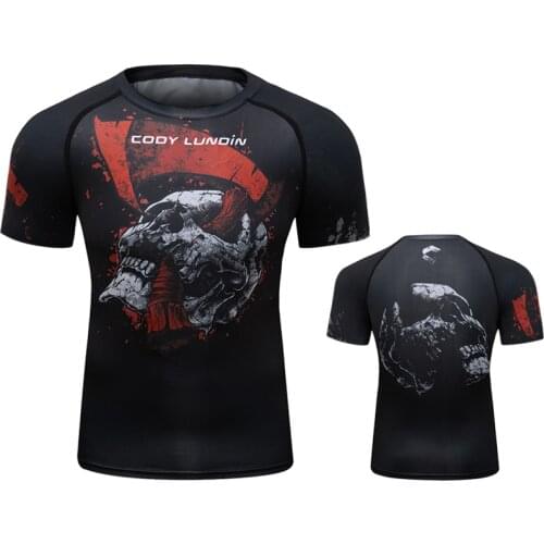 Cody Lundin New Jerseys short sleeve T-shirt combat clothes muscle muay Thai mma polyester and spandex kick boxing Shirts