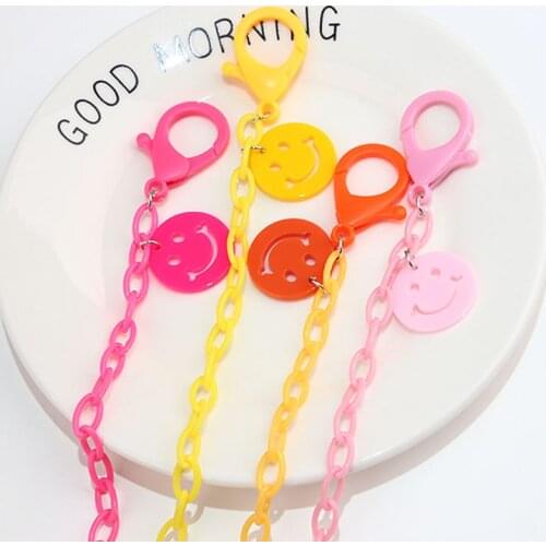 New Korea Acrylic Smiling Face Pendant Mask Glasses Chains Neck Accessories Rope Chains Strap Holder For Women Kids Safety