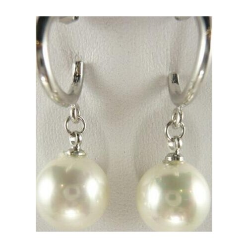 Charming 12mm white shell pearl earrings