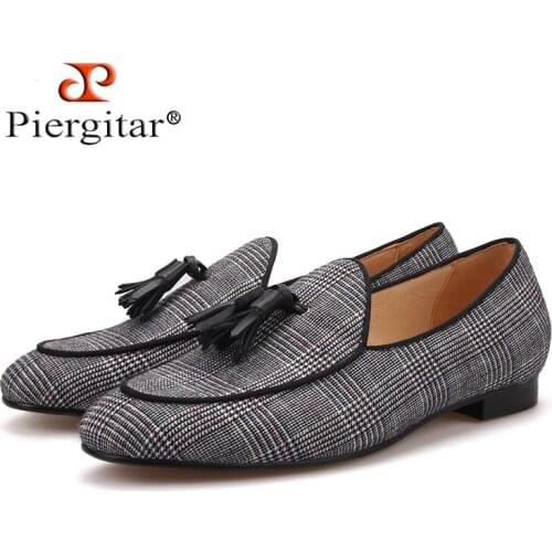 Pierigtar 2018 new design Handmade mens loafers with leather tassel and leather insole Fashion party men casual shoes plus size
