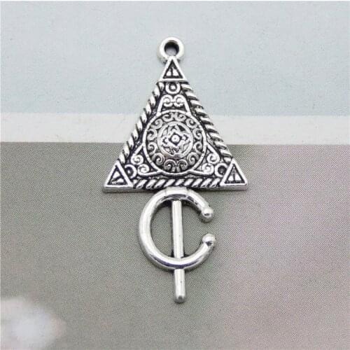 Julie Wang 20PCS Triangle Symbol Charms Antique Silver Color Zinc Alloy Pendants Jewelry Making Accessory