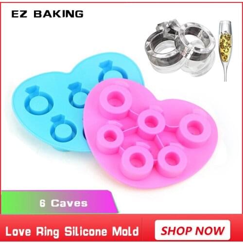 Fondant cake decorating Valentines Day 6 hole Ring Chocolate silicone mould french pastry design silicone mold free shipping