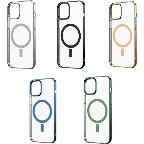 For Iphone12 Anti-Drop Transparent Magnetic Phone Case Full Cover for iPhone 12/12Pro Wireless Charger PC Protective Shell Guard