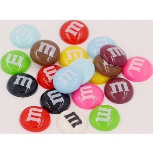 100Pcs 8mm Mixed Resin Decoration Crafts Letter M Bead Flatback Cabochon Scrapbook DIY Accessories Buttons