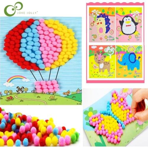 DIY Creative Pompoms Ball Or Paper Ball Stickers Cartoon Drawing Toys kid Arts and Crafts Learn Education Toys for Children ZXH