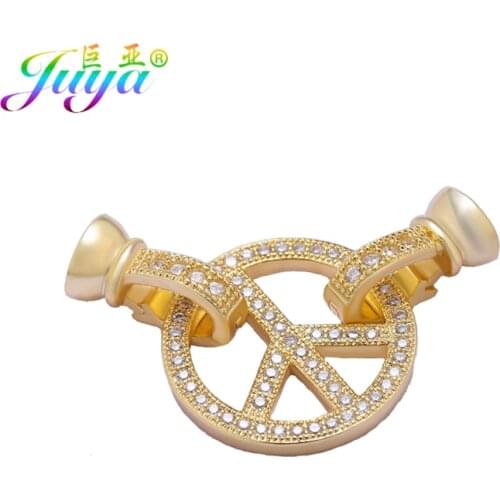 Juya Supplies For Jewelry Handmade Pearls Fastener Peace Charm Connector Clasp For Handmade Pearls DIY Jewelry Accessories