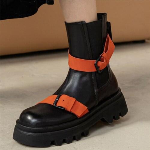 Platform Creepers Women Genuine Leather Ankle Boots Flat Heel Lace up Oxfords Military Punk Goth Oxfords 34 35 36 37 38 39