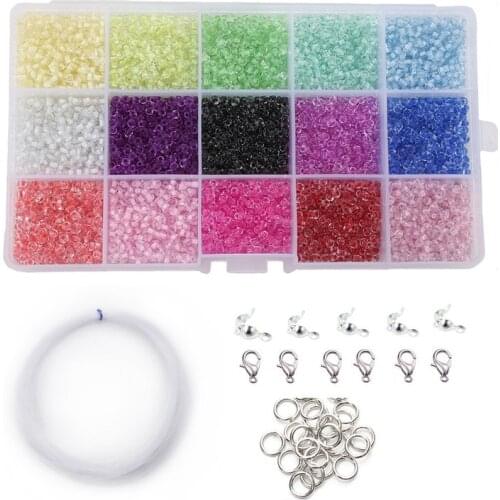 1 Box 15 Colors 3mm Czech Seed Spacer Beads Fashion DIY Mini Glass Beads Handmade Jewellery Fittings With Findings
