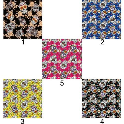 110x90cm 100% Cotton Fabric Halloween Flower Skull printed Cloth for DIY Handmade Sewing Patchwork Needlework Apparel Decor