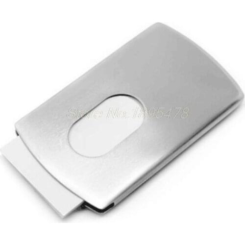 200Piece Business Card Holder Women Vogue Thumb Slide Out Stainless Steel Pocket ID Credit Card Holder Case for Men