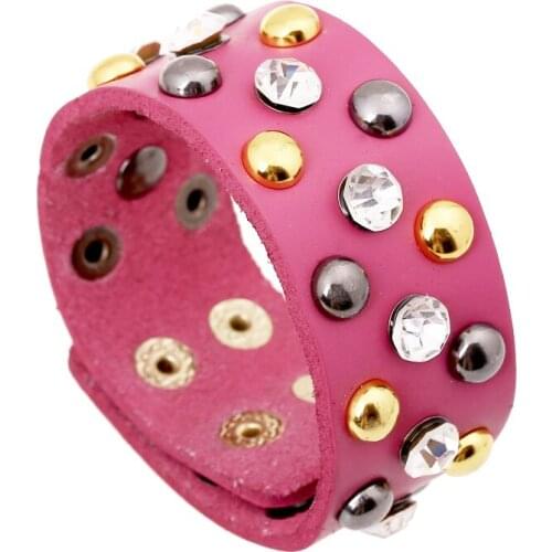 2018 New Arrival Women Jewelry Punk Genuine Leather Rivet Bracelets Personality Hotsale Wrap Buckle Trendy Bracelets