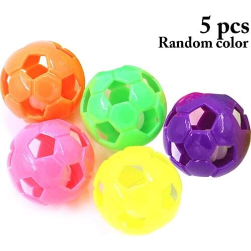 5PCS Cat Bell Toy Plastic Hollow Out Pumpkin Ball Shaped Kitten Chew Toy Cat Interactive Toy Pet Training Supplies Random Color