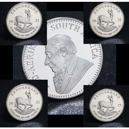 5pcs/lot South Africa Krugerrand 1 Oz .999 Silver Replica Coin Africa Wild Life Animal Commemorative Coins Colleciton Gifts